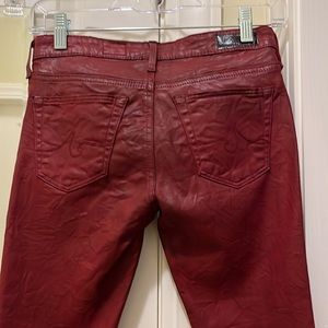 AG deep red waxy jeans size 24 NWOT, The Legging Ankle style